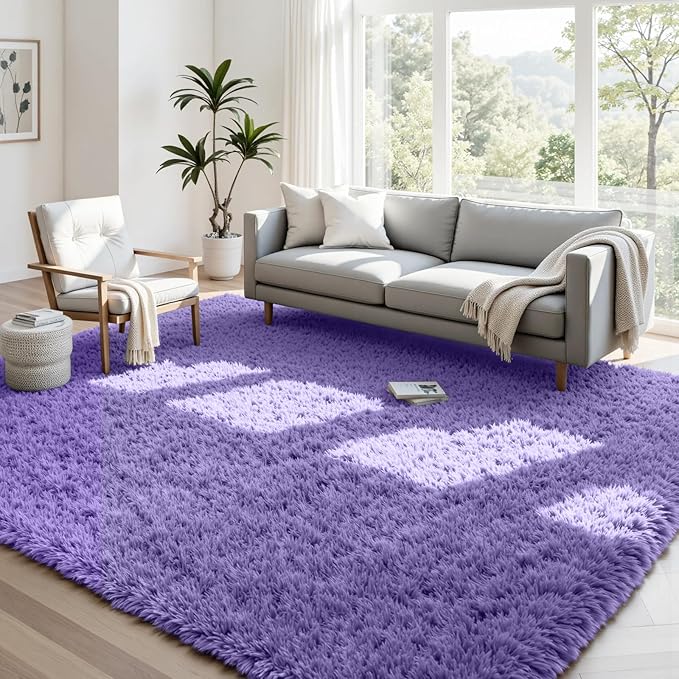 4x6 Area Rugs for Living Room Rug: Soft Fluffy Shag Purple Rugs for Bedroom, Non-Slip Large Fuzzy Plush Rug Indoor Floor Carpet for Nursery Kids Boys Girls Room, Dorms, Playroom, Modern Home Decor