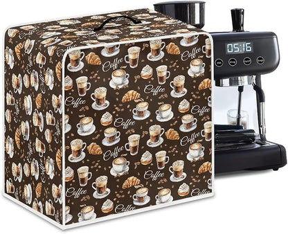 Coffee Maker Covers With Top Handle Folding Coffee Machine Dust Covers For Blender Mixer Juice Machine Keep Office Home Kitchen Clean Afternoon Tea Print