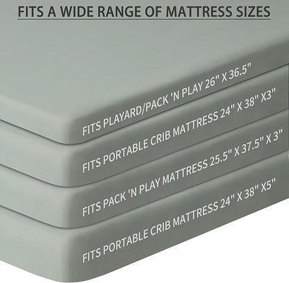 Pack and Play Sheets Fitted, 2 Pack Pack n Play Sheets for Graco Pack n Play Mattress, Unisex Playard Sheets for Boys Girls(Leaf & Green, 38 X 26 Inch)