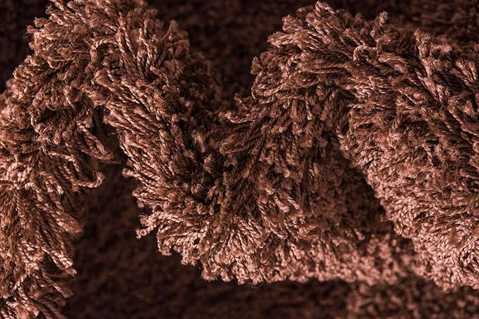 Unique Loom Solid Shag Collection Area Rug (9' x 12' 2" Rectangle Chocolate Brown)
