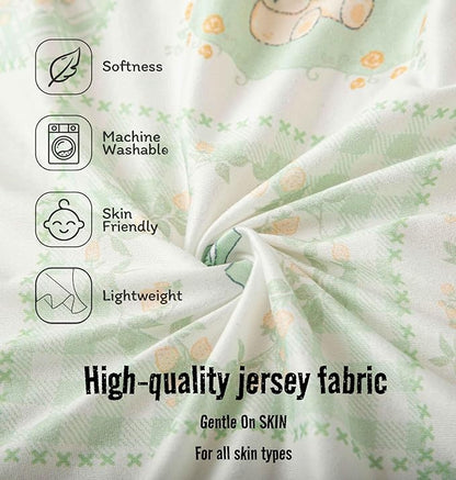 SDY Jersey Floral Bassinet Sheets for Baby Boys and Girls,32 "x 16 "x 4",2 Pack,Neutral Green Flower Standard Oval/Retangle Bassinet Mattress Sheets for Toddler,Super Soft Breathable