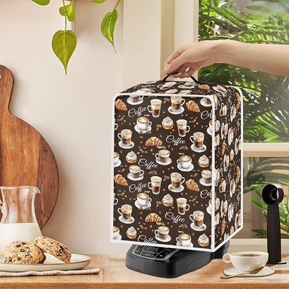 Coffee Maker Covers With Top Handle Folding Coffee Machine Dust Covers For Blender Mixer Juice Machine Keep Office Home Kitchen Clean Afternoon Tea Print