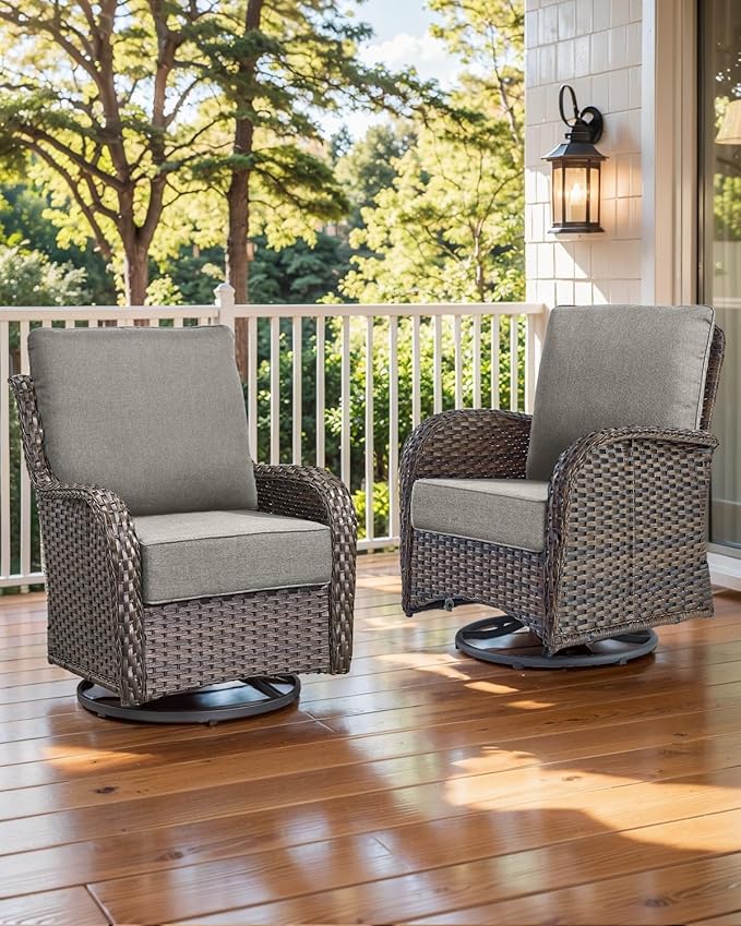 Luxury 22x24/22x25 6-Inch Outdoor Cushions - Water Resistant 1 Set Patio Replacement Seat Cushion for Rattan Mental Wicker Dining Rocking Swivel Chairs Loveseat Couch Sectional Sofa - Grey