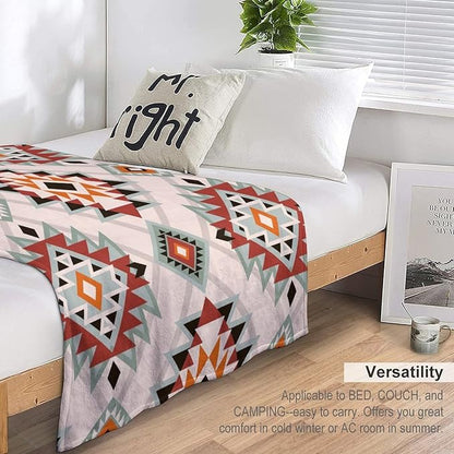 Southwest Style Blanket, Boho Geometric Print Throw Blanket Tribal Aztec Blanket for Couch Bed Sofa Cover Throw Home DéCor 40"x50"
