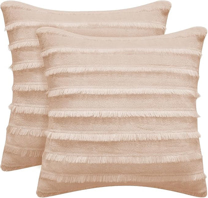 BEDELITE Velvet Pillow Covers 26x26 with Zipper, 2 Pack Super Soft Square Pillow Covers for Bedroom, Sofa, Luxury Cozy Fleece Pillowcases for All Seasons(26x26 Inches, Coral-Boho)