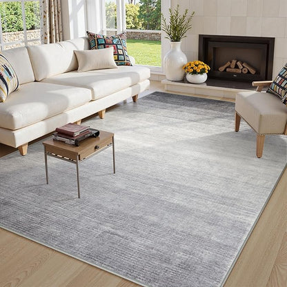 Wonnitar Modern Ombre 6x9 Grey Area Rugs for Bedroom, Washable Large Living Room Rug, Non-Slip Soft Contemporary Stain Resistant Accent Carpet for Dining Room Guest Room (Grey, 6'x9')