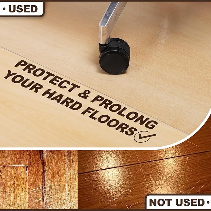 Upgraded 2mm Thick Clear Office Chair Mat, 59"x75" No Slip Vinyl Desk Chair Mat for Hard Floors, Heavy-Duty PVC Computer Floor Mat, Waterproof Rolling Chair Floor Protector for Home Office