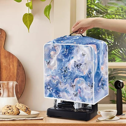 Marble Texture Butterfly Pattern Coffee Maker Covers With Top Handle Folding Coffee Machine Dust Covers For Blender Mixer Juice Machine Keep Office Home Kitchen Clean