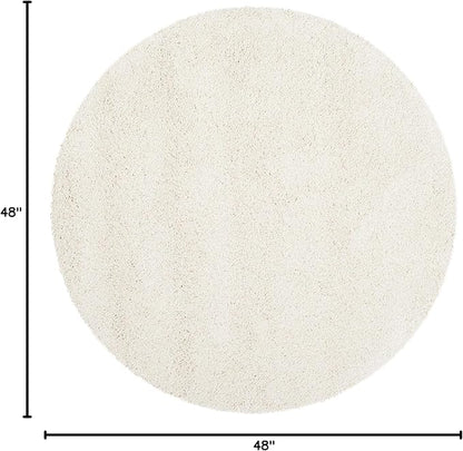 SAFAVIEH Milan Shag Collection 4' Round Ivory SG180 Solid Non-Shedding Living Room Bedroom Dining Room Entryway Plush 2-inch Thick Area Rug