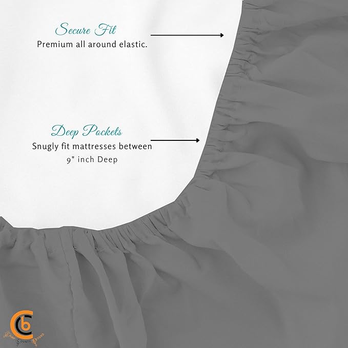 Twin Size Cot Sheet Set 31" x 75" x 9" 3 Piece - Cot Size Fitted Sheets fits Upto 9" with Narrow Twin/Camp Bunk/Rvs Bunk/Guest Beds/Trifold Mattress,Twin Sheet Set, Dark Grey