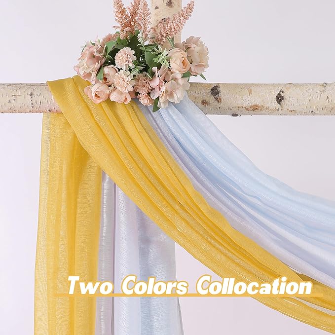DONREN Amber Yellow Sheer Curtains Sheer Curtains Scarf Home Decoration - Semi Voile Scarf Valance for Wedding (1 Pack,W 52 x L 144 Inch)