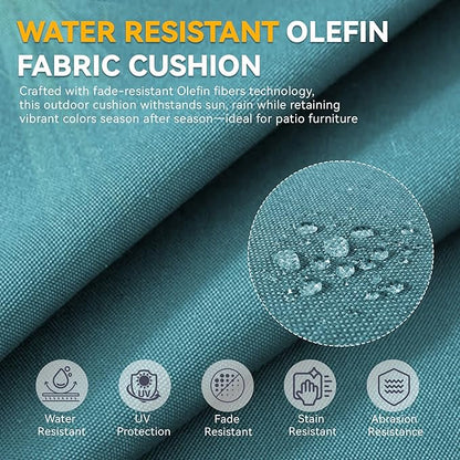 Outdoor Cushion Set for Furniture Patio Furniture, UV Resistant, Water Resistant - 6 Inch Thick Foam Garden Cushions– 24x24 Inch Patio Seat Covers for Chair/Sofa/Couch | Peacock Green | 10-Pack |