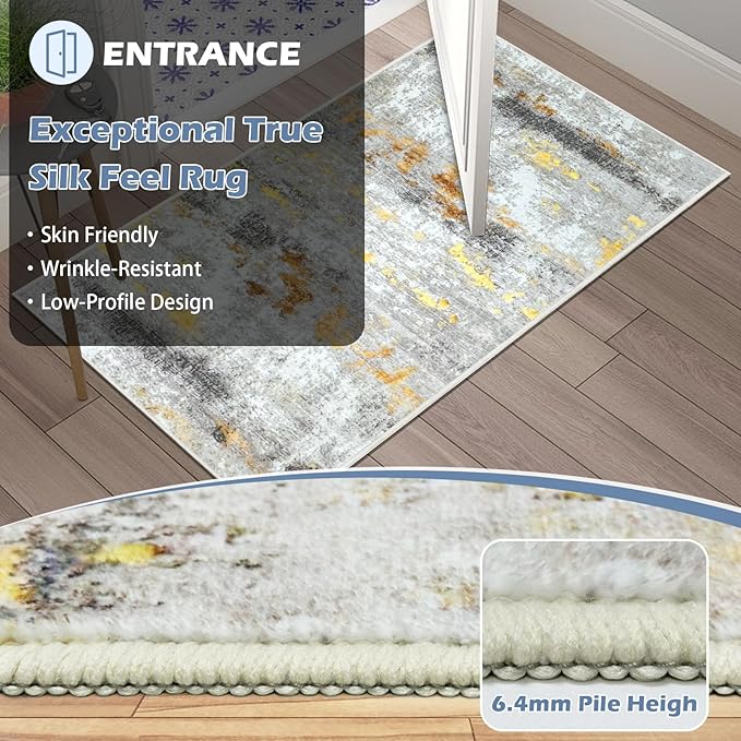 Runner Rug Washable 2x3 FT, Non Slip Rubber Backing Abstract Carpet, Soft Area Rugs for Bedroom Kitchen Hallway Entryway Bathroom, Customized