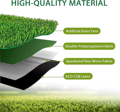 Artificial Grass Mat 12X12 in,0.6 in Thick,FakeTurf Patch Tiles Indoor Outdoor Garden Lawn Patio,Realistic Grass Rug Lawn Landscape Squares for DIY Crafts Miniature Garden