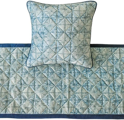The HomeCentric King/Queen/Twin Blue Decorative CA King 86"x18" Bed Runner Without Pillow Cover, Indigo, Printed & Quilted Bed Scarf on Suede Fabric - Indigo Centric
