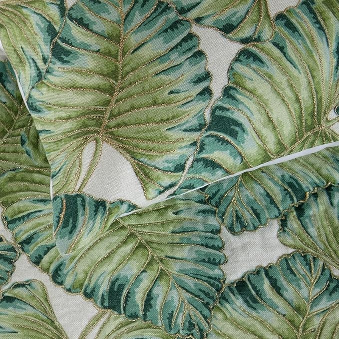The HomeCentric Decorative Designer Handmade Bed Runner with 2 Decorative Throw Pillow Cover, 68 x 18 Inch Designer Full Size Bed Scarf in Printed Linen & Embroidery Bed Linen - Tropical Feeling