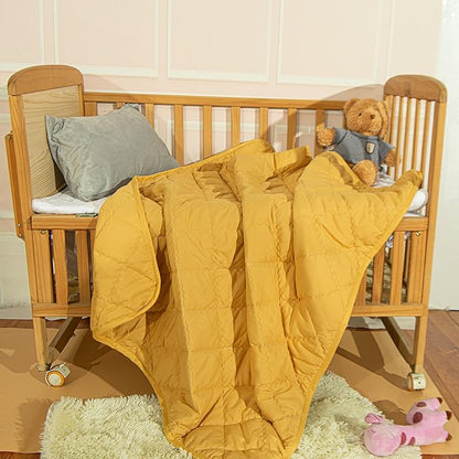 NTBAY Down Alternative Oversized Toddler Comforter, Super Soft and Warm Solid Color Baby Crib Quilted Blanket, 43x60 inches, Yellow