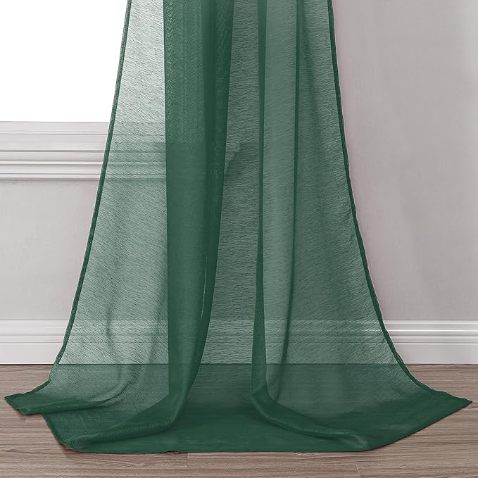 DONREN Dark Hunter Green Semi-Sheer Window Valance - Luxury Soft Scarf for Wedding Arch & Curtains (1 Panel, 52 x 288 Inch Length)
