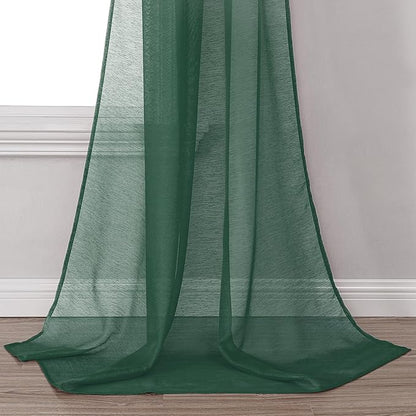 DONREN 144 Inches Long Emerald Green Window Scarf for Party - Luxury Soft Semi Sheer Scarf Valance for Wedding (1 Panel,Dark Green)