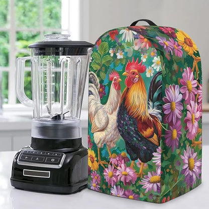 Rooster Flower Blender Dust Cover Stand Mixer or Coffee Maker Appliance Covers, Anti Fingerprint Polyester Dust Proof Stain Resistant Blender Cover for Home Kitchen