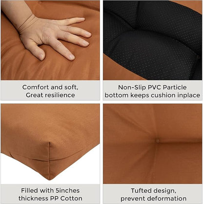 Outdoor Bench Cushion 45 x18 inch with Non-Slip Grips,Water Resistant Porch Swing Cushion,Bench Pillow Pads,Tufted Cushions for Patio Garden Furniture,45" Seat Cushions(Caramel Orange)