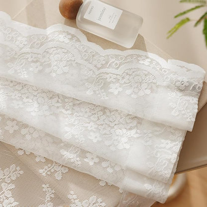 Anmao Vintage White Lace Curtains 120 Inches Long 2 Panels, Romantic Elegant Light Filtering Semi Sheer Floral Thick Lacy Curtain Drapes for Living Room and Bedroom, Each Panel 55W x 120L, Off White