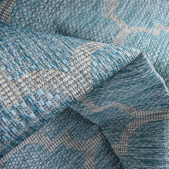 Unique Loom Outdoor Trellis Collection Area Rug (3' 3" x 5' 3" Rectangle, Aquamarine/ Gray)