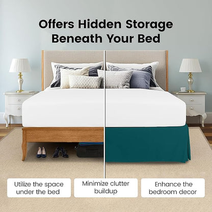 Utopia Bedding Queen Bed Skirt - Soft Quadruple Pleated Ruffle - Easy Fit with 16 Inch Tailored Drop - Hotel Quality, Shrinkage and Fade Resistant (Queen, Teal)