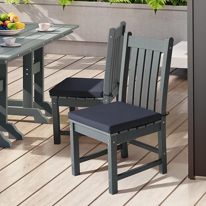 WestinTrends Solace Outdoor Patio Kitchen Dining Chair Square Seat Cushions Set of 4, 20 x 18, Navy Blue
