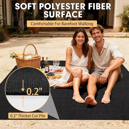 Marine Carpet,6 FT x 23 FT Black Indoor Outdoor Carpet 0.2" Thick Boat Carpet with Water-Proof TPE Backing, Non-Slide Outdoor Marine Carpet Roll for Home, Patio, Porch, Deck