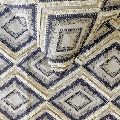 The HomeCentric King/Queen/Twin Blue Decorative CA King 86"x18" Bed Runner with 2 Pillow Cover, Lace & Moroccan Decor Bed Scarf on Jacquard Fabric - Akida