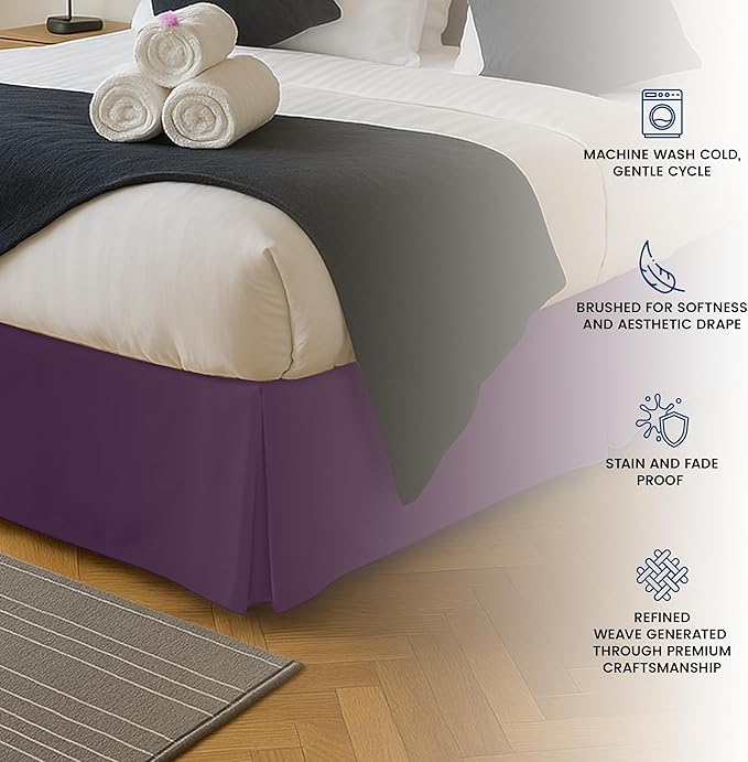 Utopia Bedding Full Bed Skirt - Soft Quadruple Pleated Ruffle - Easy Fit with 16 Inch Tailored Drop - Hotel Quality, Shrinkage and Fade Resistant (Full, Purple)