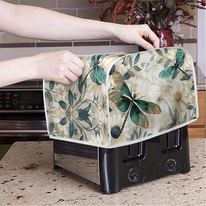 Dragonfly Daisy Toaster Cover 2 Slice Stain Resistant Bakeware Covers，Washable Kitchen Broiler Organizer Bag Fit for Most Standard Toasters, Machine Covers