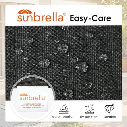 Outdoor Sunbrella Square Corner Seat Cushion, 18.5"x16"x3", Set of 4, Non Slip Seat Cushion Pads with Removable Cover for Patio Furniture, Garden Yard Lawn, Spectrum Carbon