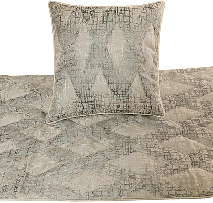 The HomeCentric King Queen Twin Grey Decorative Twin 53"x18" Bed Runner with Pillow Cover, Quilted Bed Scarf on Jacquard Fabric - Graphitti Grey