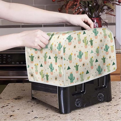 ZFRXIGN Cactus Toaster Cover 4 Slice Wide Slot Toaster Dust Covers Oven Cover Stain Resistant Kitchen Small Appliance Cover with Top Handle Home Decor Mexican Toaster Cover Beige