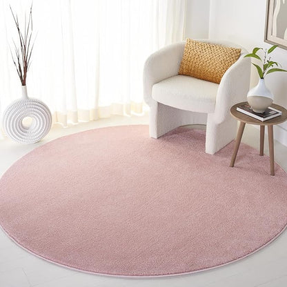 SAFAVIEH Pattern and Solid Collection 6'7" Round Pink PNS320 Non-Shedding Area Rug