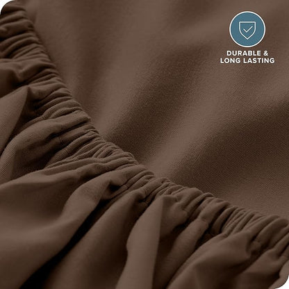 Bare Home Fitted Bottom Sheet Twin XL Size - Premium 1800 Microfiber - Ultra-Soft Hotel Luxury - Deep Pocket - Durable and Long Lasting (Twin XL, Cocoa)