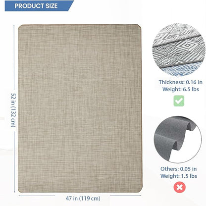 Chair Mat for Hardwood Floor, 47" x 52" Heavy Duty Office Chair Mat for Rolling Chairs, Anti Slip, Non-Curve, Floor Protector for Home Office, Beige Linen