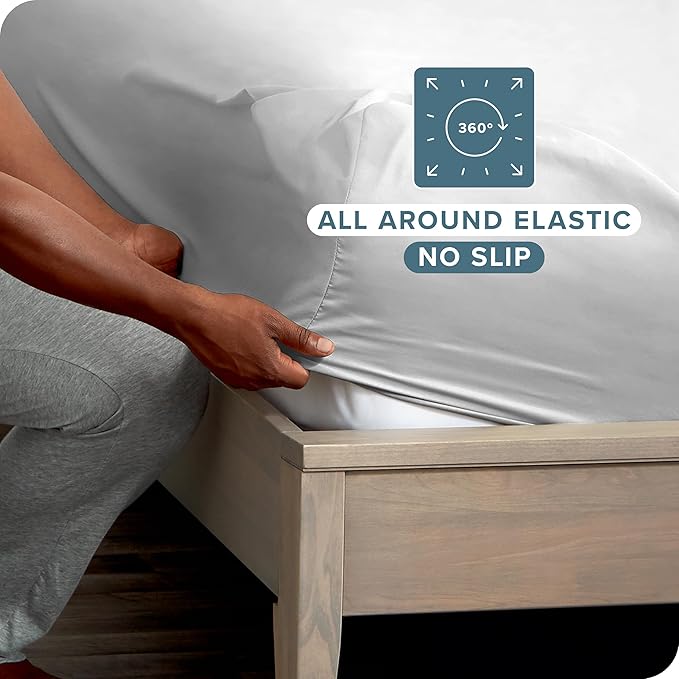 Bare Home 2-Pack Fitted Bottom Sheets Short Queen - Premium 1800 Ultra-Soft Wrinkle Resistant Microfiber - Deep Pocket (Short Queen, Cloud Grey)