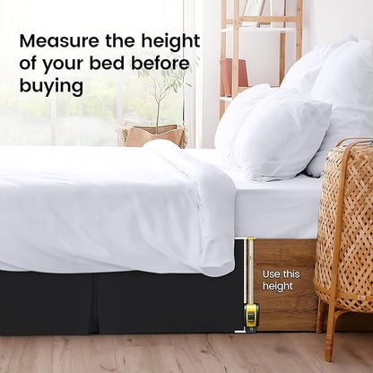 Utopia Bedding Full Bed Skirt - Soft Quadruple Pleated Ruffle - Easy Fit with 16 Inch Tailored Drop - Hotel Quality, Shrinkage and Fade Resistant (Full, Black)