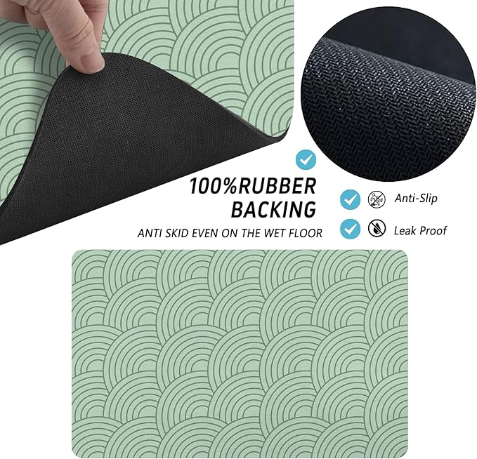 Dog Food Mat for Floors, Absorbent and Quick-Drying Pet Cat Food Mat,Anti-Fouling and Easy-to-Clean Pet Feeding Mat,Dog Bowl Mats for Messy Drinking Water Bowls.17x27inch Boho Style