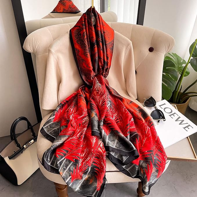 Fashion Scarves Scarf 100% Silk Feeling Scarf Silk Like Scarves Long Lightweight Sunscreen Shawls for Women