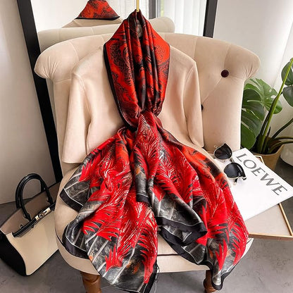 Fashion Scarves Scarf 100% Silk Feeling Scarf Silk Like Scarves Long Lightweight Sunscreen Shawls for Women