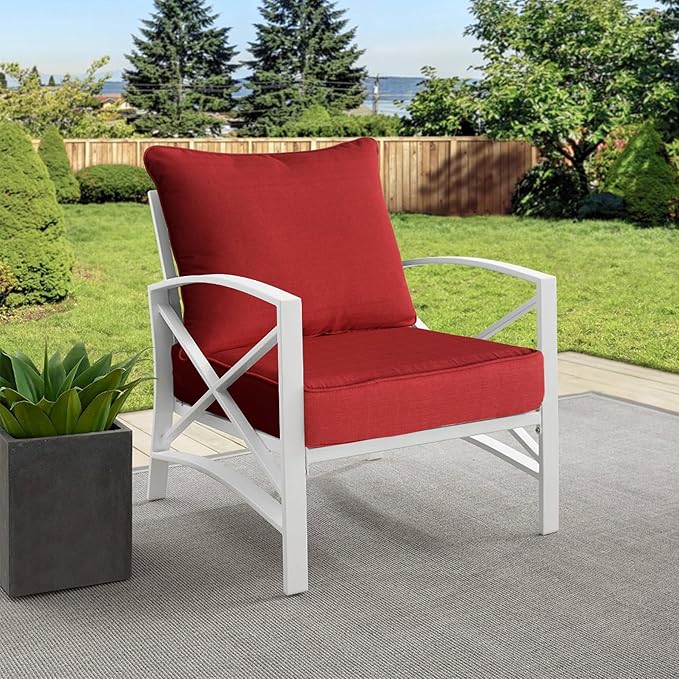 Goodgoods 24x24 inch Outdoor/Indoor Deep Seat Patio Cushions Set of 2 Resilient Foam Filling Water Repellent Stain-Resistant UV Resistant Weather Resistant Deep Seat Bottom Chili