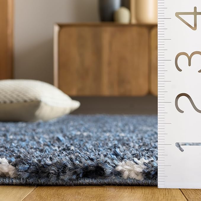 SAFAVIEH Arizona Shag Collection Area Rug - 5'1" x 7'6", Slate Blue & Ivory, Moroccan Boho Design, Non-Shedding & Easy to Clean, Ideal for Living Room, Bedroom, Dining Space (ASG743L)