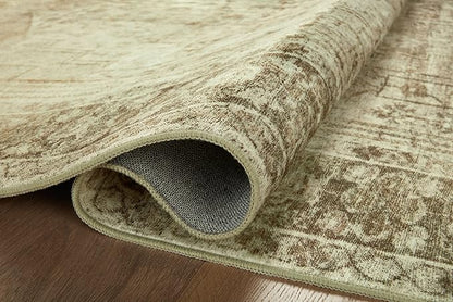 Loloi Magnolia Home by Joanna Gaines Banks Collection BAN-06 Natural/Granite 2'-6" x 12'-0", .13" Pile Height, Machine Washable, Runner Rug