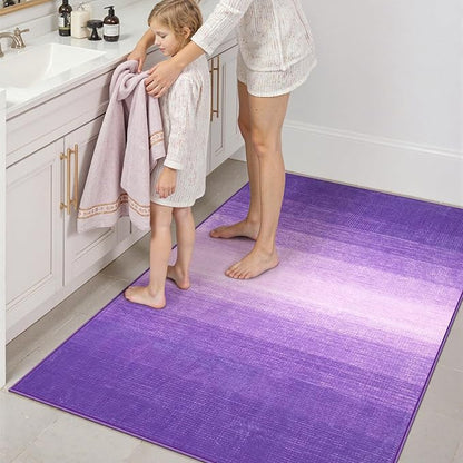 Wonnitar Washable 3x5 Purple Rugs for Bedroom, Modern Non-Slip Soft Nursery Area Rugs, Non-Shedding Ombre Low Pile Bathroom Throw Mat, Floor Carpet for Kitchen Dorm Playroom (Purple, 3'x5')