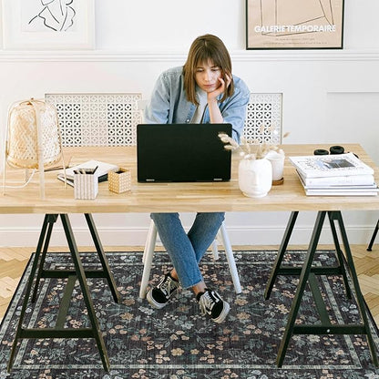 chakme Office Chair Mat for Hardwood Floor, 48"x36" Easy Glide Computer Desk Mat Protector for Rolling Chair Under Desk Rug Nonslip Backing, Machine Wash, (Floral)