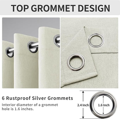 Easy-Going Linen Look Blackout Curtain Grommet Window Curtain Drapes for Bedroom, Living Room Thermal Insulated Room Darkening (2 Panels, 38x45 Inch, Beige)